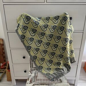 Priyardarshini Handlooms Reversible  Floral Throw Blanket Light Green and Blue